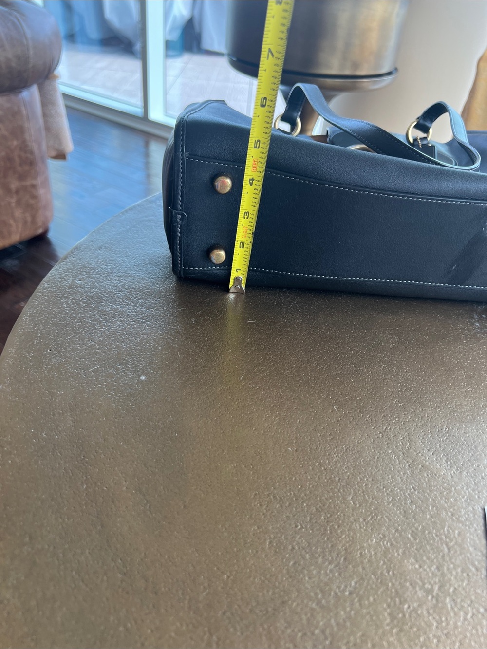 Coach Black Leather Shoulder Tote with Gold 'C' Hardware - Picture 4 of 9